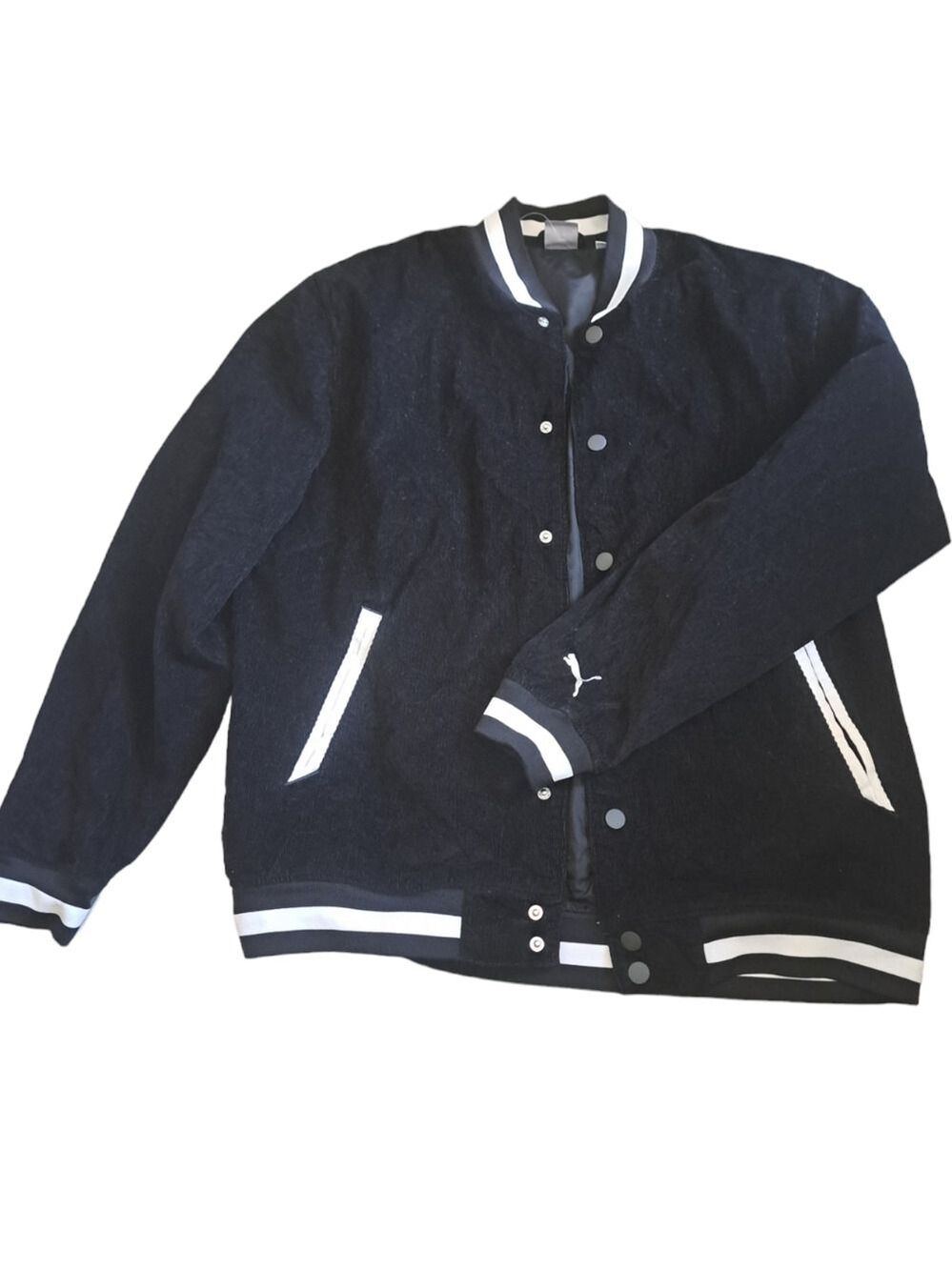 PUMA lightweight corduroy varsity style snap front jacket embroidered GRAPHIC XL